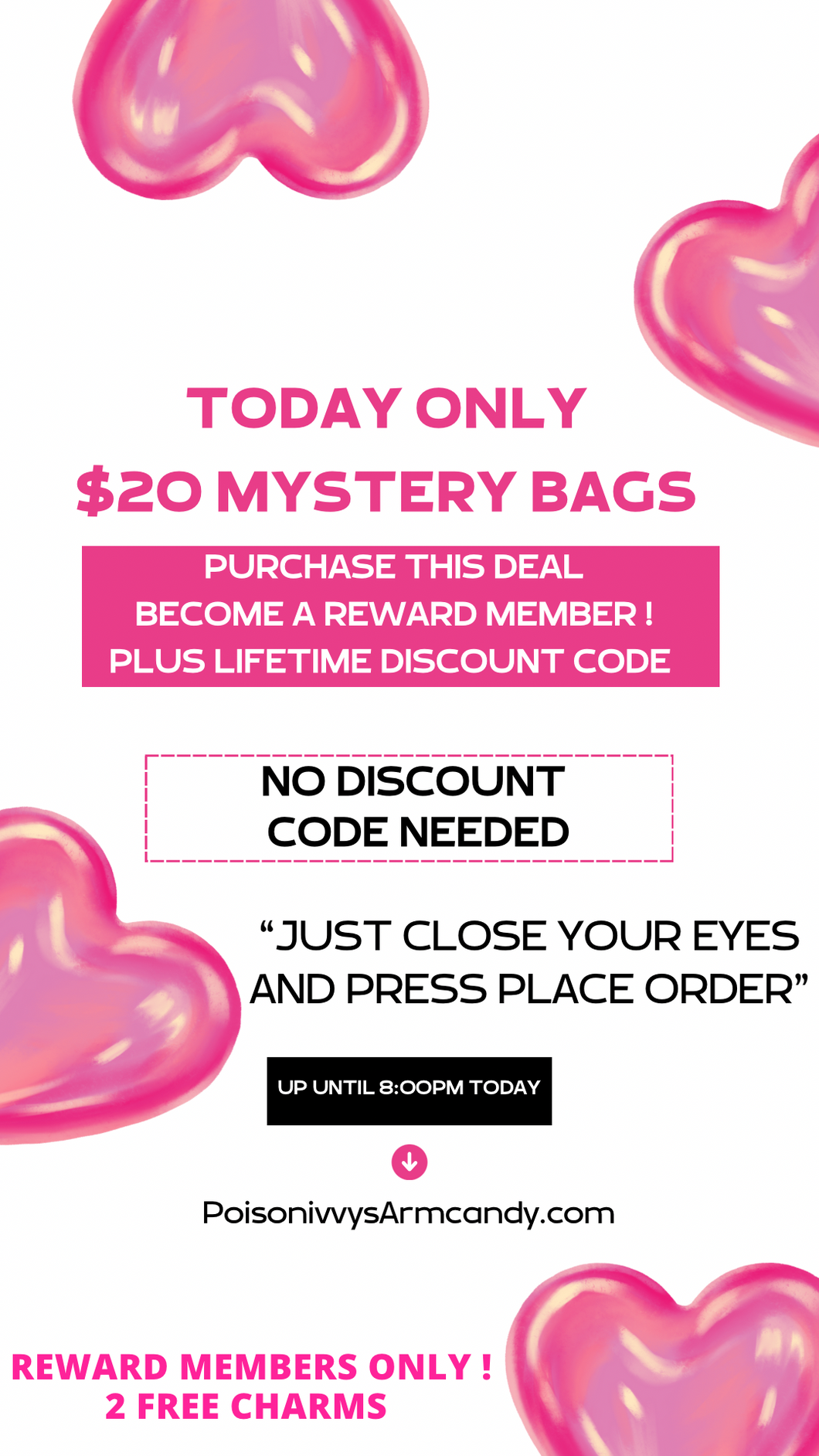 $20 Mystery Bag / REWARD MEMBERS Only BUY 4 get 3 Free Plus 2 Charms
