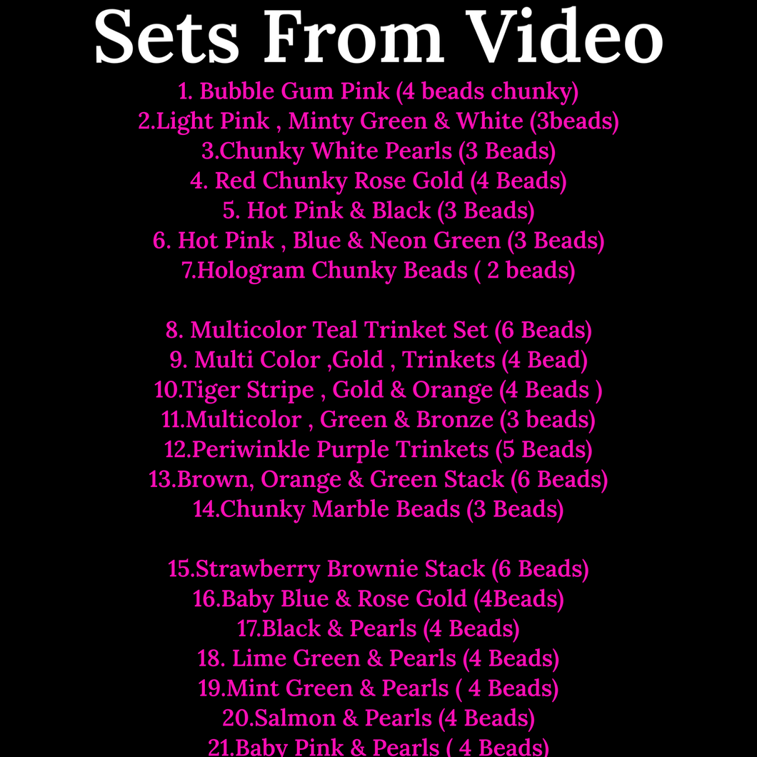 Sets From Video On Instagram PLEASE LIST WRIST & ANKLE SIZE ! OR WILL BE MADE AVERAGE SIZE 7 1/2 wrist size Or 9 or 9 1/2 inch ankle