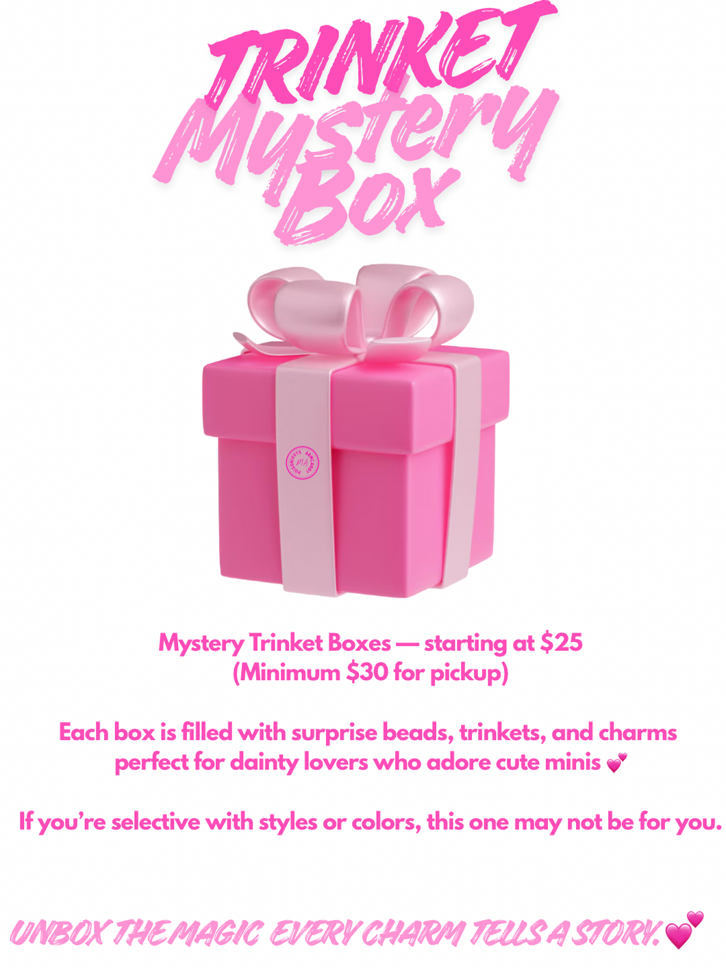 Trinket Mystery Box ! BOXES ARE NOT INCLUDING IN SHIPPING IF YOU WOULD LIKE A BOX VIA SHIPPING PLEASE SEND ME A DIRECT MSSG ON IG OR FACEBOOK PLEASE READ PRODUCTS DESCRIPTION